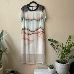 AllSaints Kia Crystal Dress. Size US 6. Sheer Lined Midi Dress.